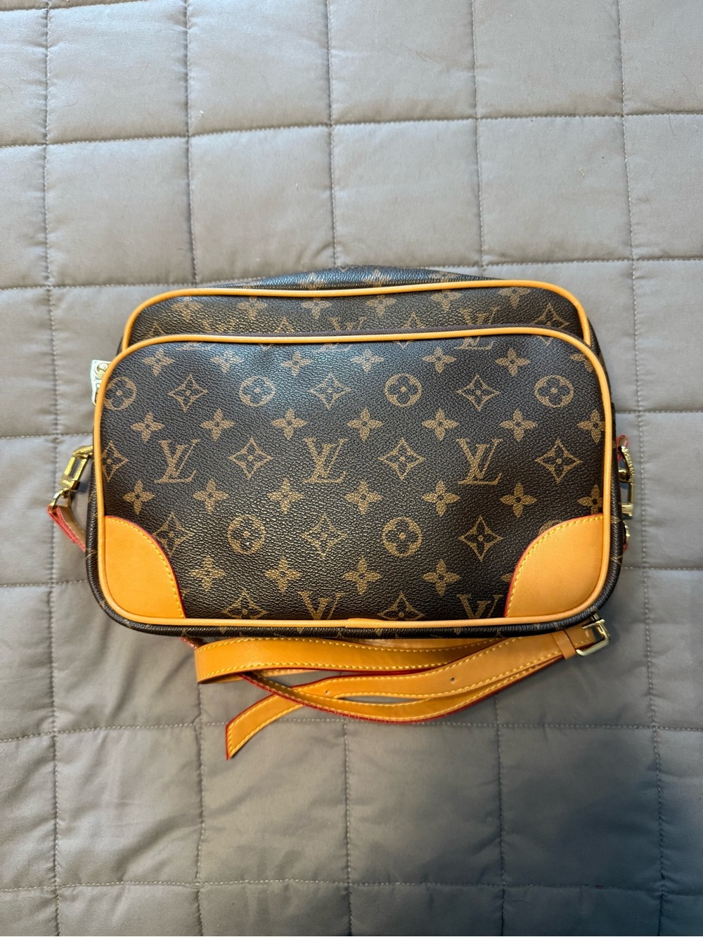 Louis Vuitton Monogram Canvas Messenger Bag with Tan Trim